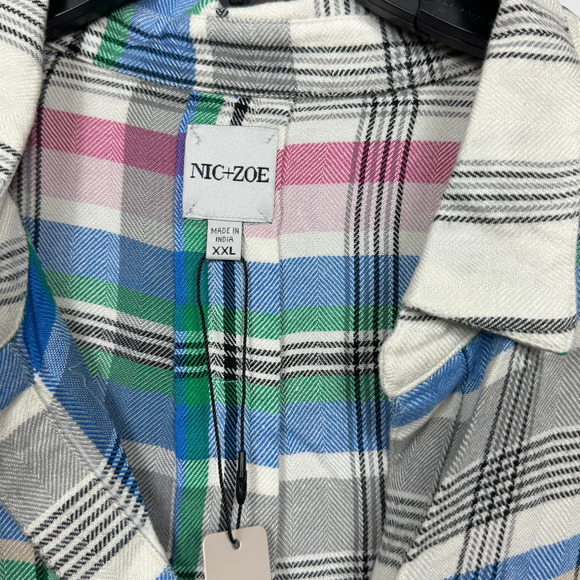 NIC+ZOE Here to There Plaid Button-Up Shirt Size XXL - Picture 6 of 12